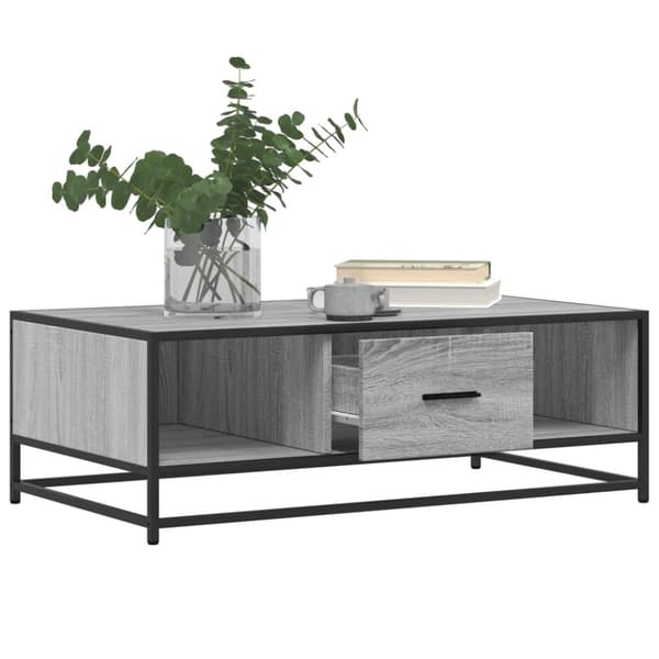 vidaXL sofabord 100x57x35 cm konstrueret træ og metal grå sonoma-eg