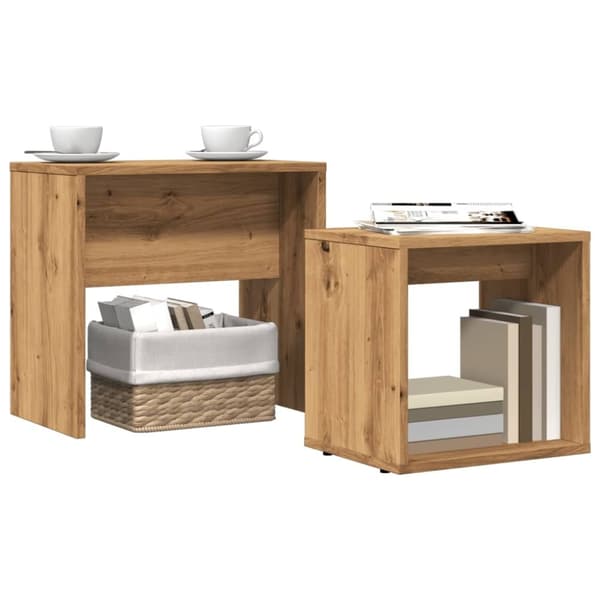 vidaXL Stablebare salongbord 2 stk artisan eik konstruert tre
