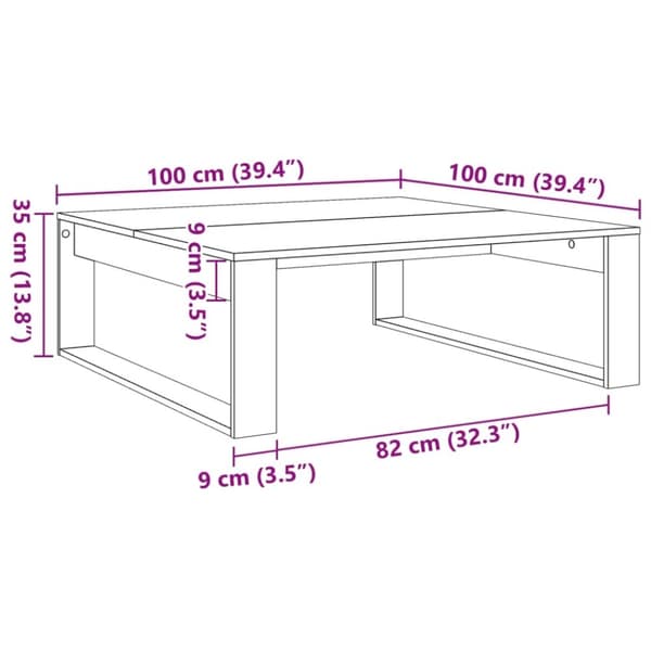 vidaXL sofabord 100x100x35 cm konstrueret træ kunsteg