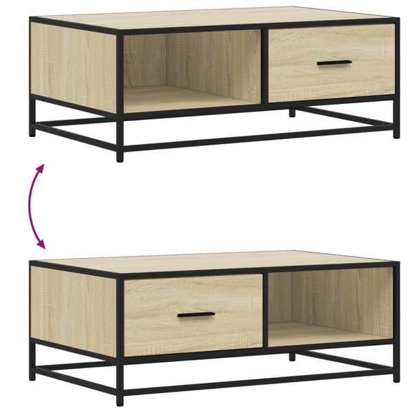 vidaXL Salongbord sonoma eik 90x57x35 cm konstruert tre og metall