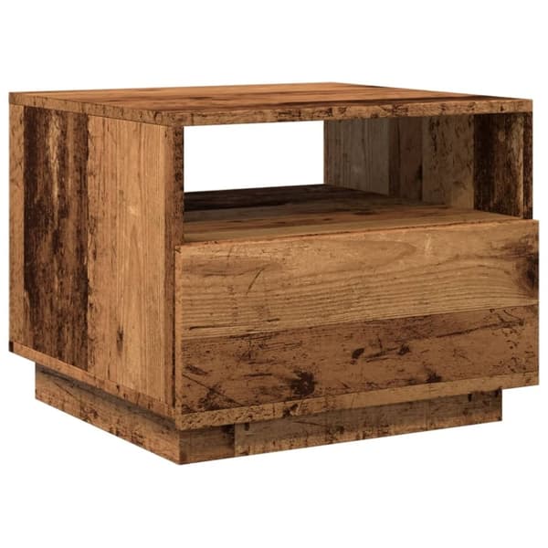 vidaXL sofabord med LED-lys 50x49x40 cm gammelt træ-look
