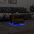 Miniatyrbillede 6 af 11: vidaXL sofabord med LED-lys 50x49x40 cm gammelt træ-look