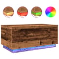 Miniatyrbild 3 av 11: vidaXL Soffbord med LED gammalt trä 90x50x40 cm