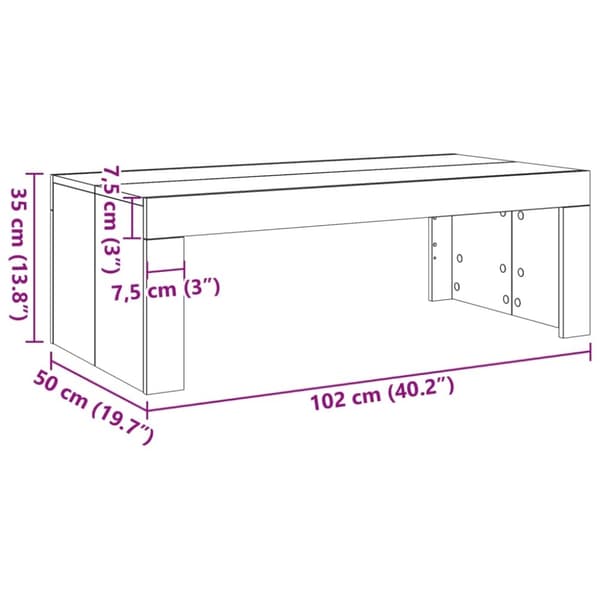 vidaXL Soffbord artisan ek 102x50x35 cm konstruerat trä