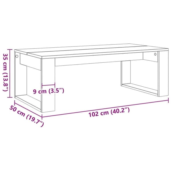 vidaXL sofabord 102x50x35 cm konstrueret træ antikt træ