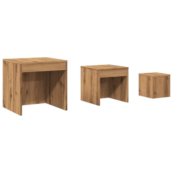 vidaXL Stablebord 3 stk artisan eik konstruert tre