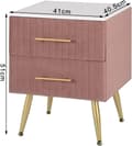 Miniatyrbillede 3 af 9: Rootz Sengebord - Natbord - Sengeskab - Pink Velvet - Elegant design - 40,5 cm x 51 cm x 41 cm - Marmorplade - Formonteret