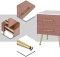 Miniatyrbillede 4 af 9: Rootz Sengebord - Natbord - Sengeskab - Pink Velvet - Elegant design - 40,5 cm x 51 cm x 41 cm - Marmorplade - Formonteret
