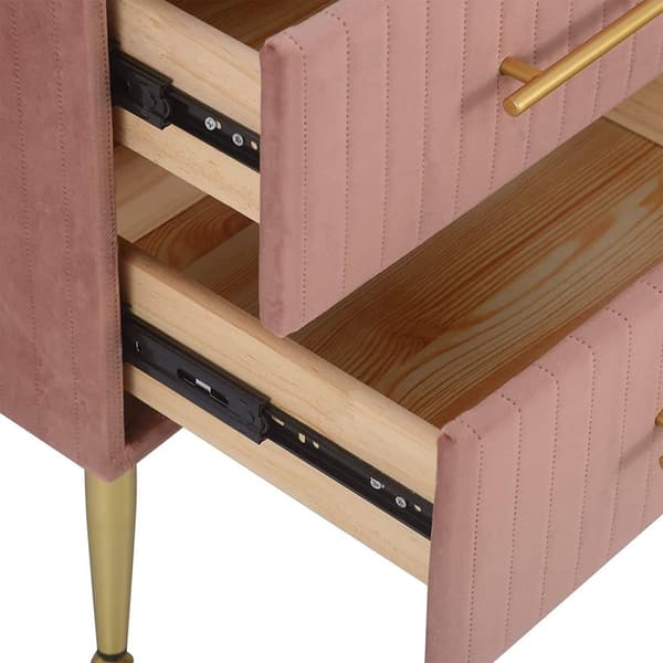 Rootz Sengebord - Natbord - Sengeskab - Pink Velvet - Elegant design - 40,5 cm x 51 cm x 41 cm - Marmorplade - Formonteret