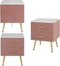 Miniatyrbillede 8 af 9: Rootz Sengebord - Natbord - Sengeskab - Pink Velvet - Elegant design - 40,5 cm x 51 cm x 41 cm - Marmorplade - Formonteret