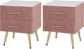 Miniatyrbillede 1 af 9: Rootz Sengebord - Natbord - Sengeskab - Pink Velvet - Elegant design - 40,5 cm x 51 cm x 41 cm - Marmorplade - Formonteret