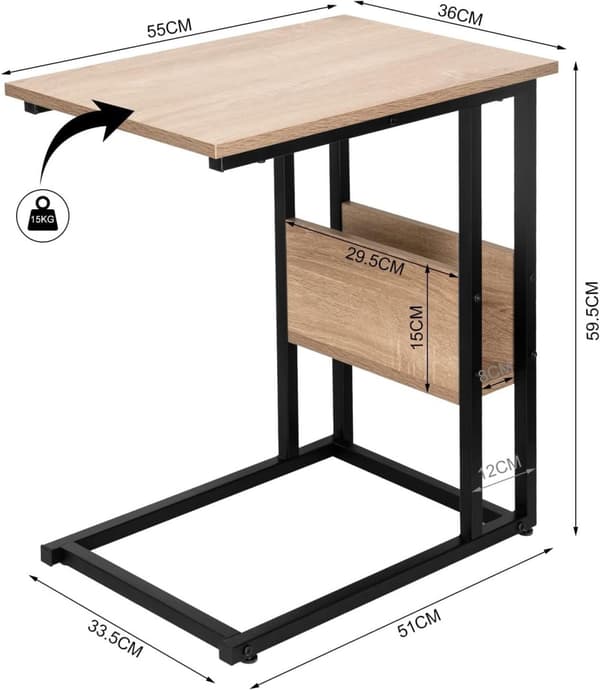 Rootz sofabord - sidebord - lys eg - robust konstruktion - let at samle - alsidigt - kompakt design - 55 cm x 36 cm x 59,5 cm
