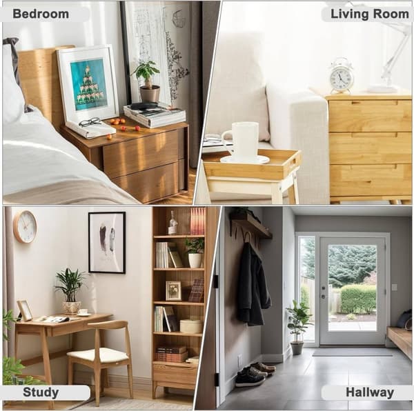 Rootz Sengebord med Power Strip - Lille natbord - Soveværelses natbord - E1 Konstrueret træ - 25 x 60 x 30 cm - Hvid - Sort - Lys eg