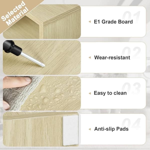 Rootz endebord med ladestation - Sengebord - 2 USB-porte - E1 Engineered Wood - 25 x 60 x 30 cm - Natbord - Hvidt kabinet