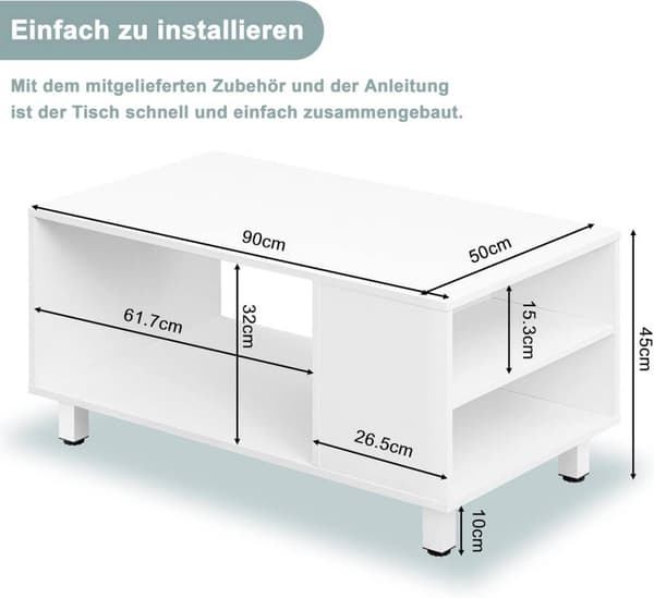 Rootz Modern Sofabord - Sofabord - Rektangulært endebord - Multifunktionelt - 90cm x 45cm x 50cm