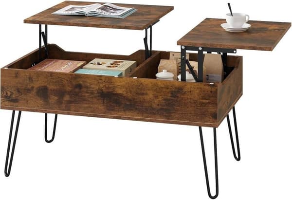 Rootz Lift Top Soffbord - Hisskontorsbord - Justerbart soffbord - Dold förvaring - Massivt trä - 115cm x 60cm x 75cm