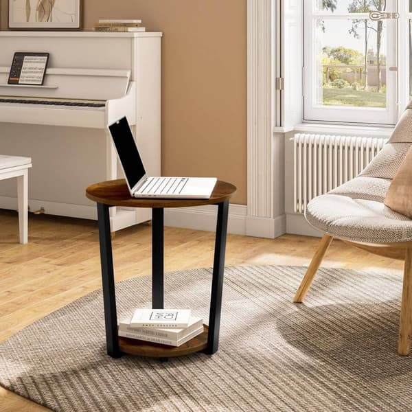 Rootz runt sidobord - Soffbord - Avslutsbord - 2 hyllor - Solid och robust - 50cm x 53cm x 50cm