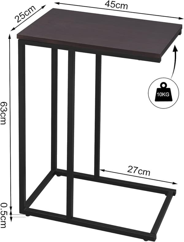 Rootz-sivupöytä - MDF- ja metallirunko - Vakaa rakenne - Naarmuuntumaton - Vanha teollinen muotoilu - 45 cm x 25 cm x 63,5 cm