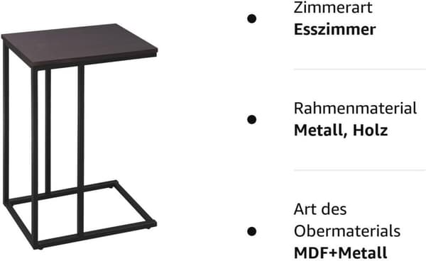 Rootz-sivupöytä - MDF- ja metallirunko - Vakaa rakenne - Naarmuuntumaton - Vanha teollinen muotoilu - 45 cm x 25 cm x 63,5 cm