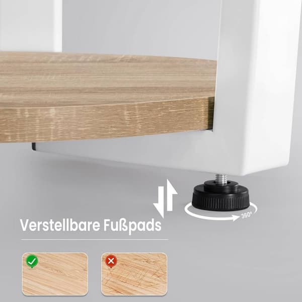 Rootz runt sidobord med 2 hyllor - Litet soffbord - Öppen design - Metallram - E1 trämaterial - 50cm x 53cm x 50cm