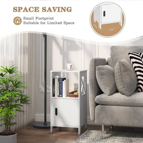 Rootz Lille sengebord - Natbord - Sidebord - Hvid skandinavisk design - Rummelig opbevaring - 30cm x 60cm x 30cm