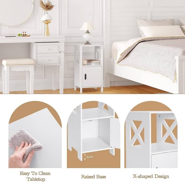 Rootz Lille sengebord - Natbord - Sidebord - Hvid skandinavisk design - Rummelig opbevaring - 30cm x 60cm x 30cm