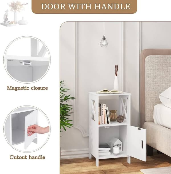 Rootz Lille sengebord - Natbord - Sidebord - Hvid skandinavisk design - Rummelig opbevaring - 30cm x 60cm x 30cm