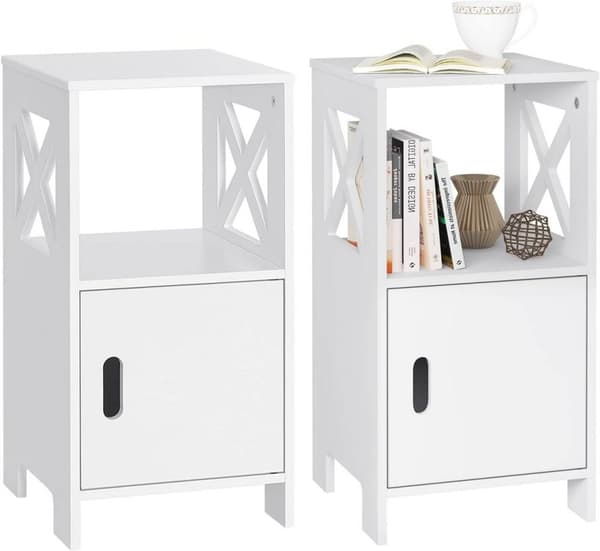 Rootz Lille sengebord - Natbord - Sidebord - Hvid skandinavisk design - Rummelig opbevaring - 30cm x 60cm x 30cm