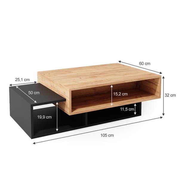 Vicco Bari Soffbord, antracit, 105 x 32 cm