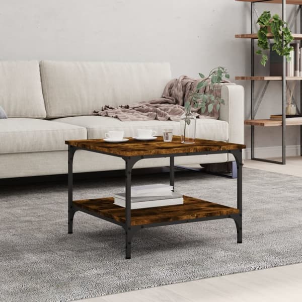 Soffbord rökfärgad ek 55x55x40 cm konstruerat trä