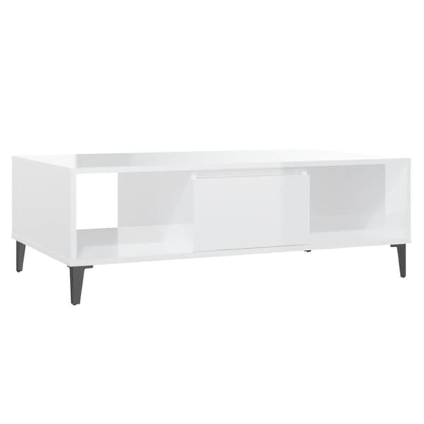 Soffbord vit högglans 103,5x60x35 cm konstruerat trä