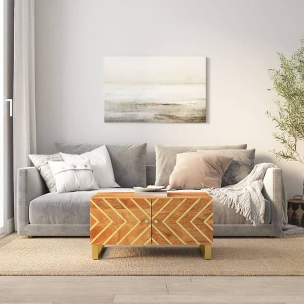 Soffbord brun och svart 80x50x40 cm massivt mangoträ