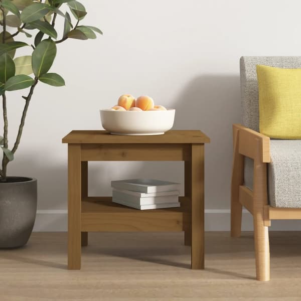 Soffbord honungsbrun 45x45x40 cm massiv furu