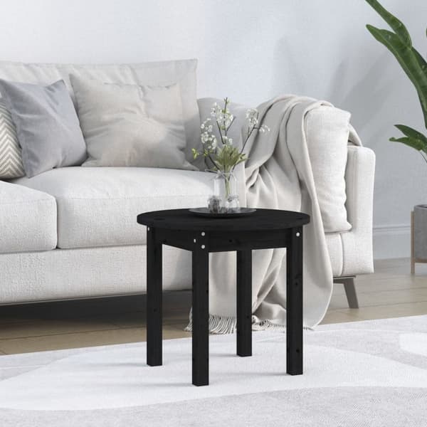 Soffbord svart Ø 45x40cm massiv furu