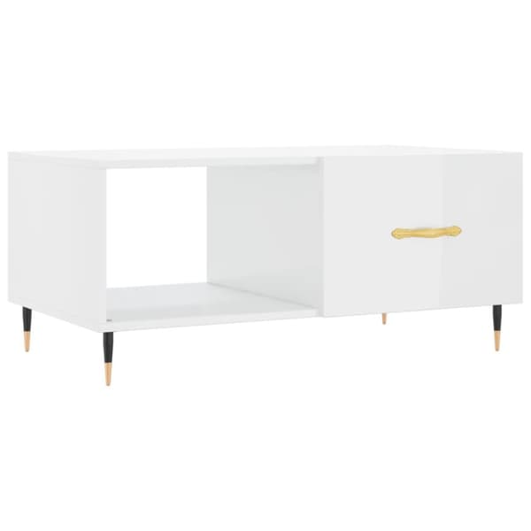Soffbord vit högglans 90x50x40 cm konstruerat trä