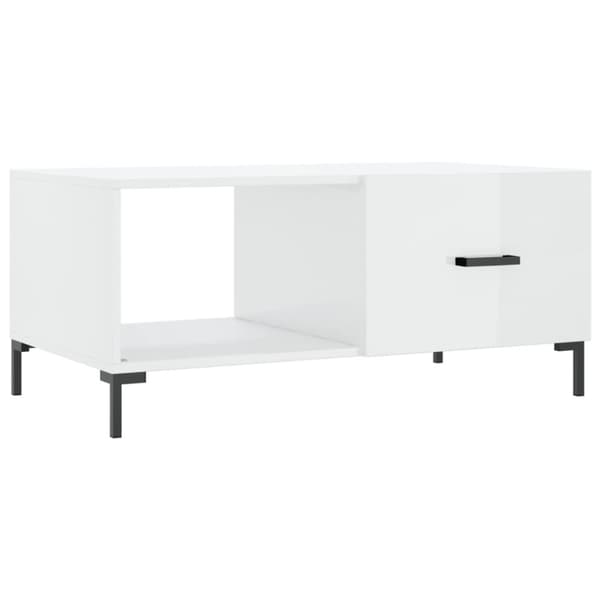 Soffbord vit högglans 90x50x40 cm konstruerat trä