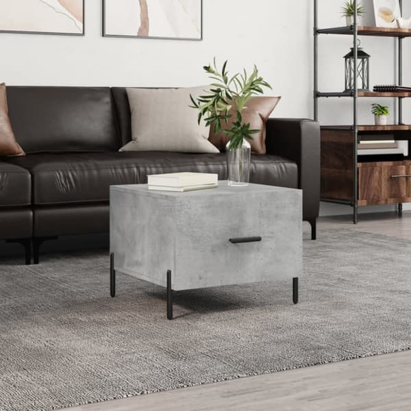 Soffbord betonggrå 50x50x40 cm konstruerat trä