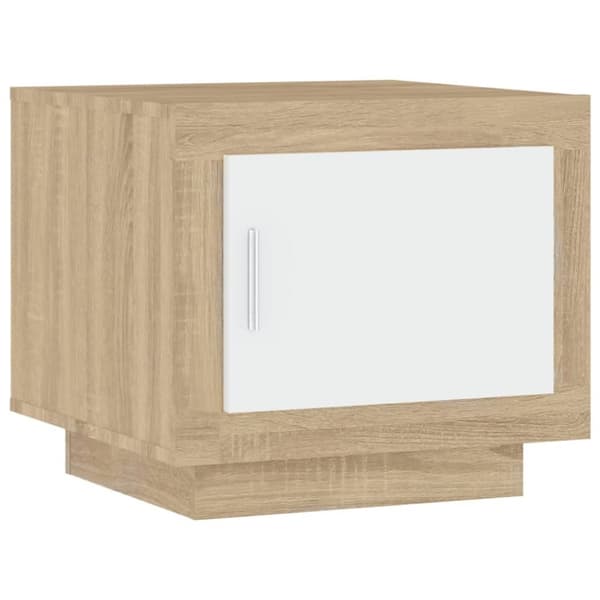 Soffbord vit och sonoma-ek 51x50x45 cm konstruerat trä