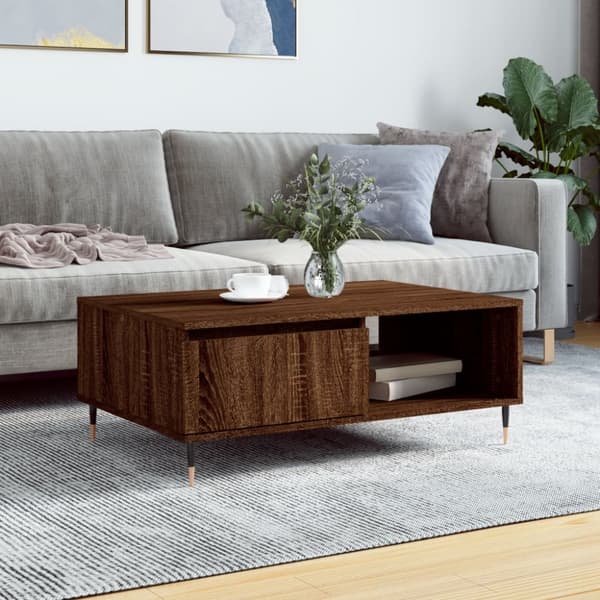 Soffbord brun ek 90x60x35 cm konstruerat trä