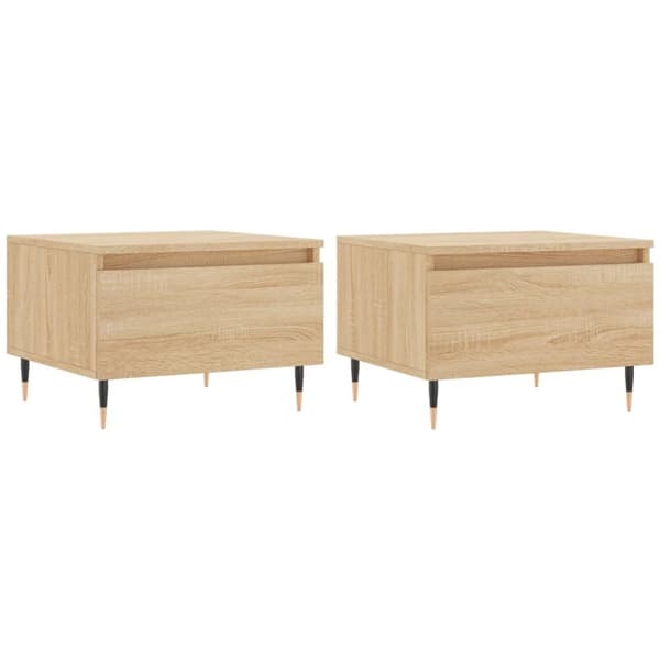 Soffbord 2 st sonoma-ek 50x46x35 cm konstruerat trä