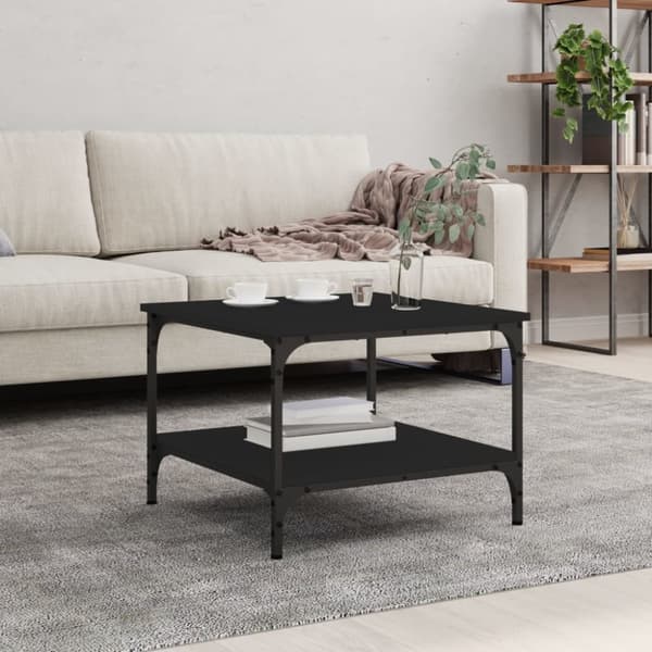 Soffbord svart 55x55x40 cm konstruerat trä
