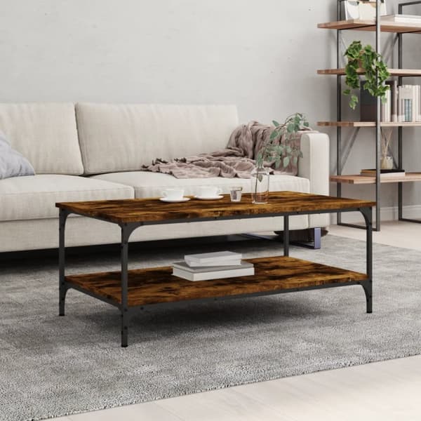 Soffbord rökfärgad ek 100x55x40 cm konstruerat trä