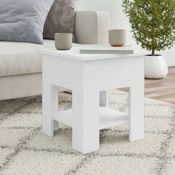 Soffbord vit 40x40x42 cm konstruerat trä
