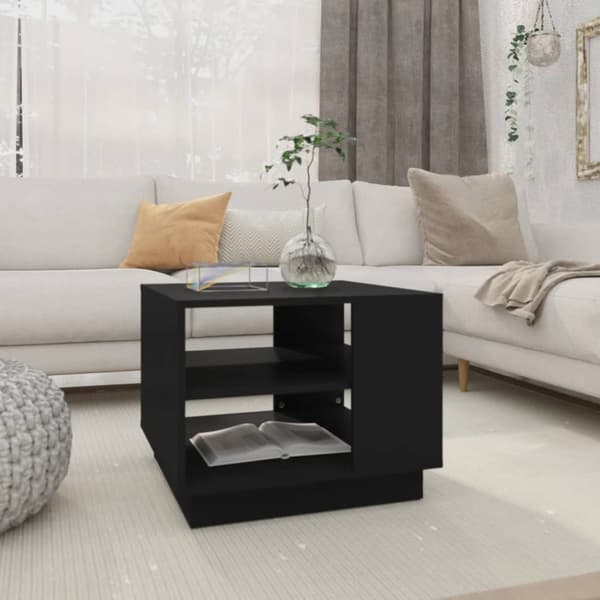Soffbord svart 55x55x43 cm konstruerat trä