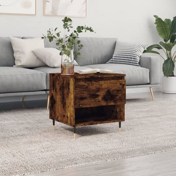 Soffbord rökfärgad ek 50x46x50 cm konstruerat trä