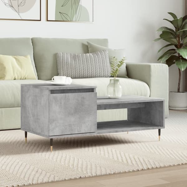 Soffbord betonggrå 100x50x45 cm konstruerat trä