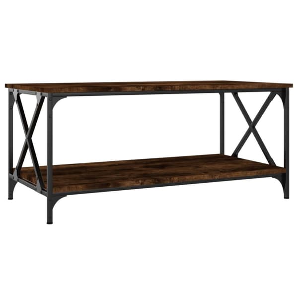 Soffbord rökfärgad ek 100x50x45 cm konstruerat trä och järn