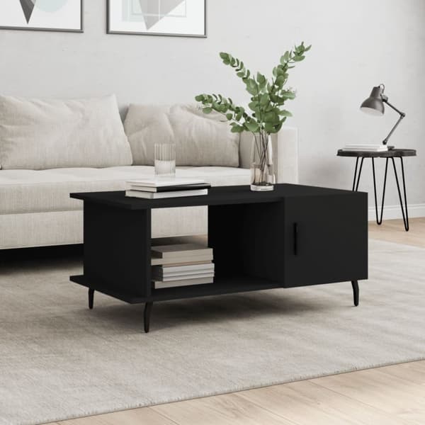 Soffbord svart 90x50x40 cm konstruerat trä