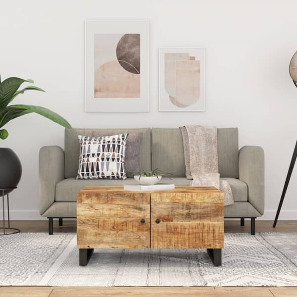 Soffbord 80x50x40 cm massivt mangoträ och konstruerat trä