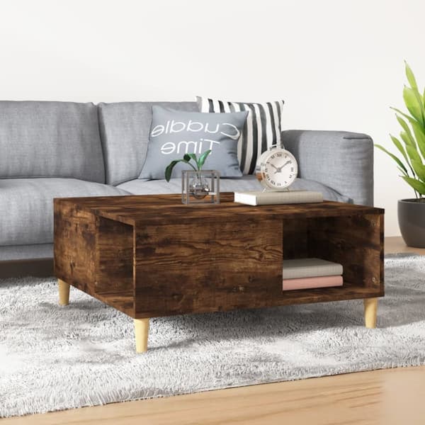 Soffbord rökfärgad ek 80x80x36,5 cm konstruerat trä